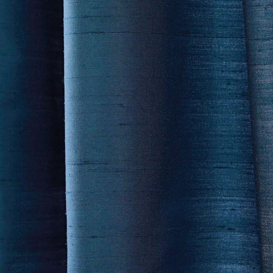 Dupioni Silk Curtain + Blockout Lining Regal Blue West Elm Australia